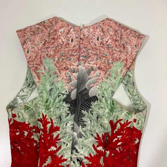 Yigal Azrouel dress women's 2 red green white bodycon midi sleeveless - Picture 6 of 7